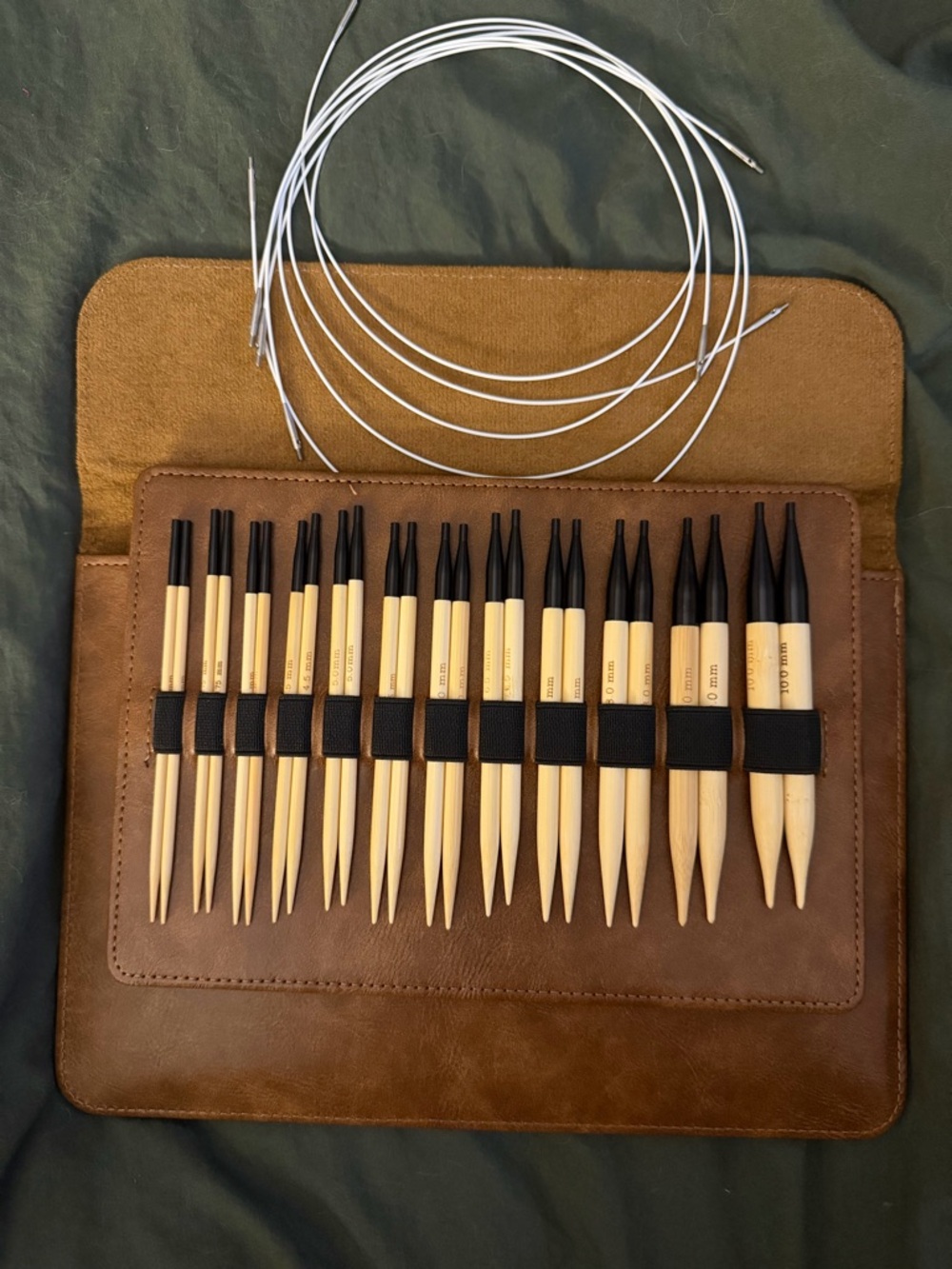 Interchangeable Bamboo Circular Knitting Needle Set with Case